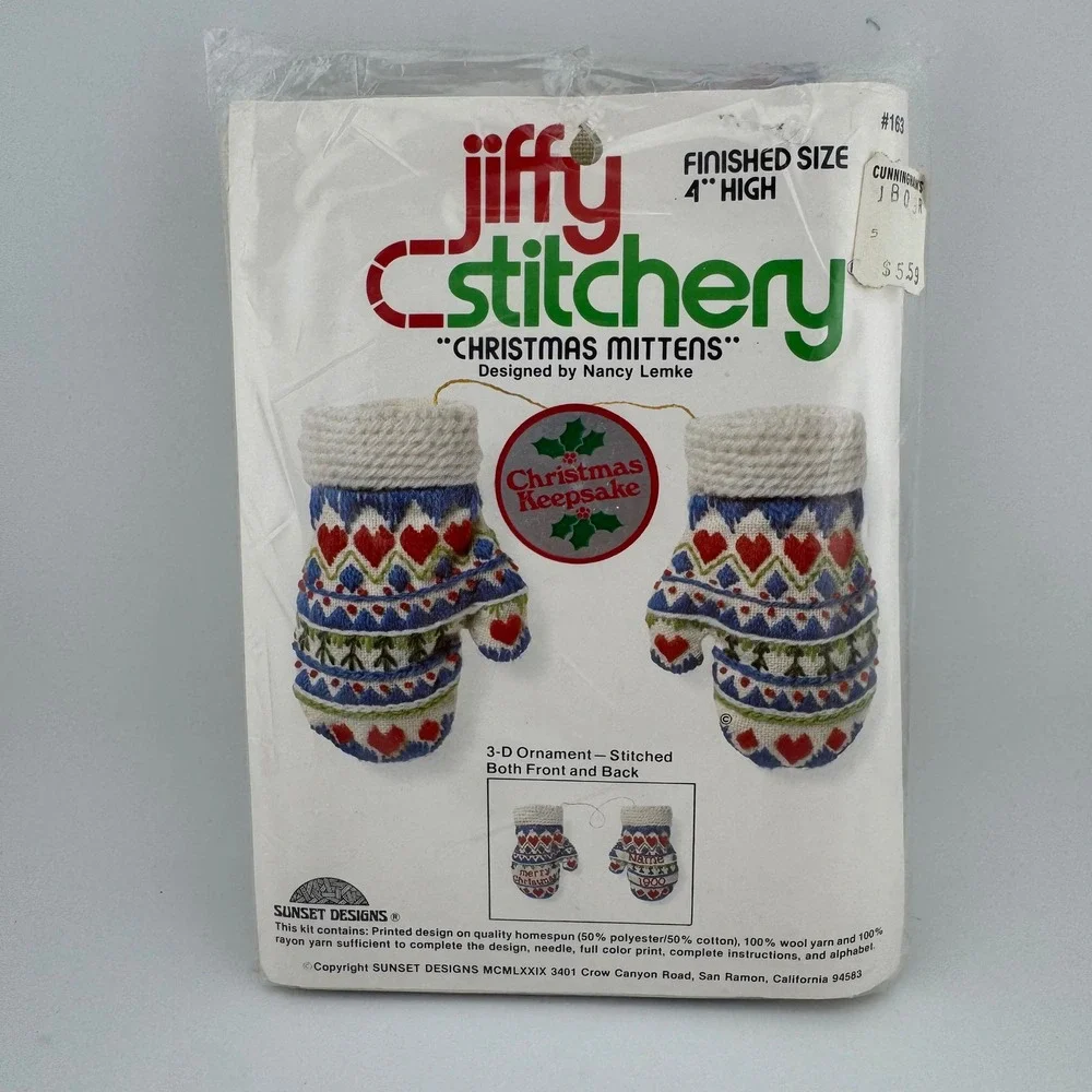 Jiffy Stitchery Christmas Mittens Kit 4
